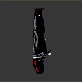 Modern Motorcycle With Silver Body Red Rims And Black Seat On Reflective Surface
