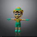 Cute Cartoon Boy Character With Yellow Hat Blue Band Orange Shirt Green Overalls Big Eyes