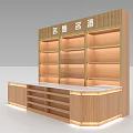 Tobacco and Alcohol Store Interior Featuring Wooden Shelves and Front Counter