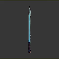Colorful Fantasy Weapons With Spiked Red Blue And Hole Patterned Light Blue Designs