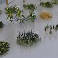 Diverse Plant Combinations With Various Trees Small Plants Arranged Neatly In Different Shapes Sizes