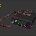 Black Military Weapon Communication Device Featuring Digital Display Control Knobs And Coiled Cable 3d model