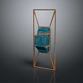 Blue Box Supported by Wooden Frame as Modern Display Stand Art Piece