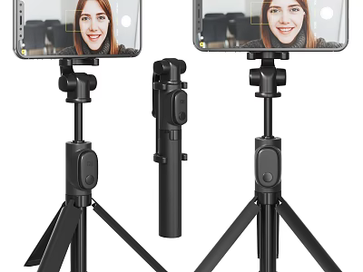 Iron Art Tripod Stand With Mobile Phone Holder Adjustable And Foldable Stable Design 3d model