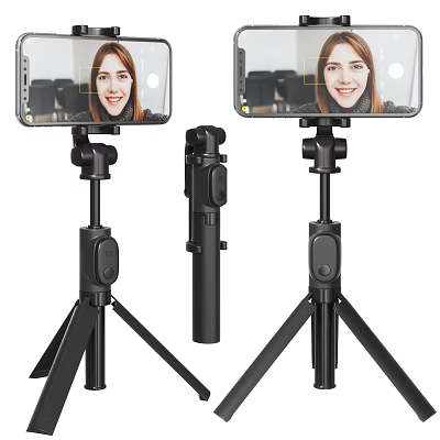 Iron Art Tripod Stand With Mobile Phone Holder Adjustable And Foldable Stable Design 3d model