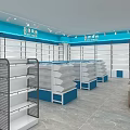 Modern Retail Store Interior With Bright Lighting Shelves Display Racks And Service Counter
