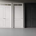 Three Modern Swing Doors With White Black Panel Design For Interior Use And Simple Style 3d model