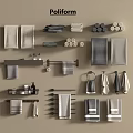 Modern Bathroom Accessories Including Towels Racks Shelves Hooks And Soap Dishes