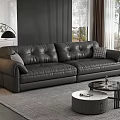 Modern Black Genuine Leather Multi Seater Sofa For Luxury Living Room Home Interior Decoration
