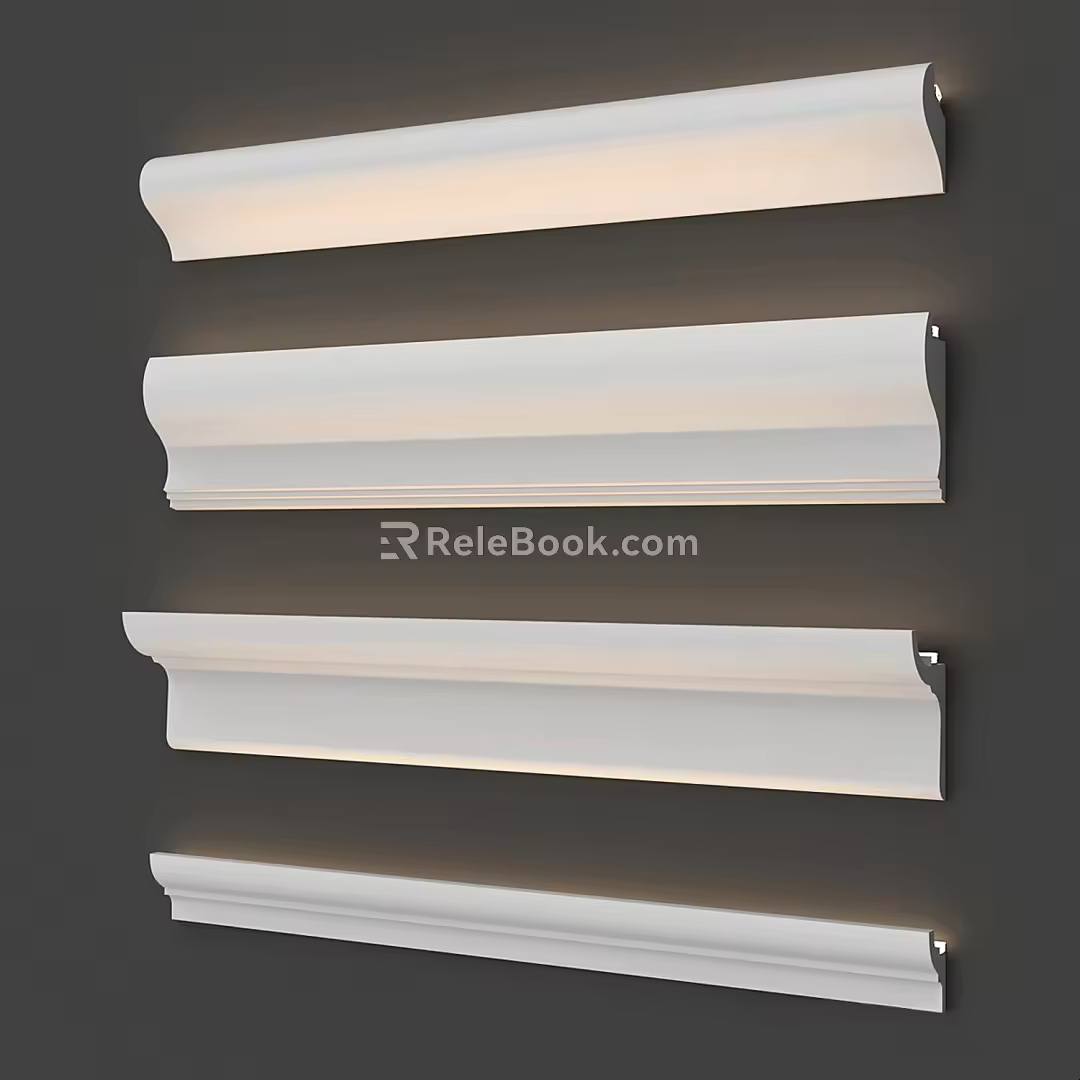 Cream wind plaster light strip line hidden light strip line plaster line 3d model