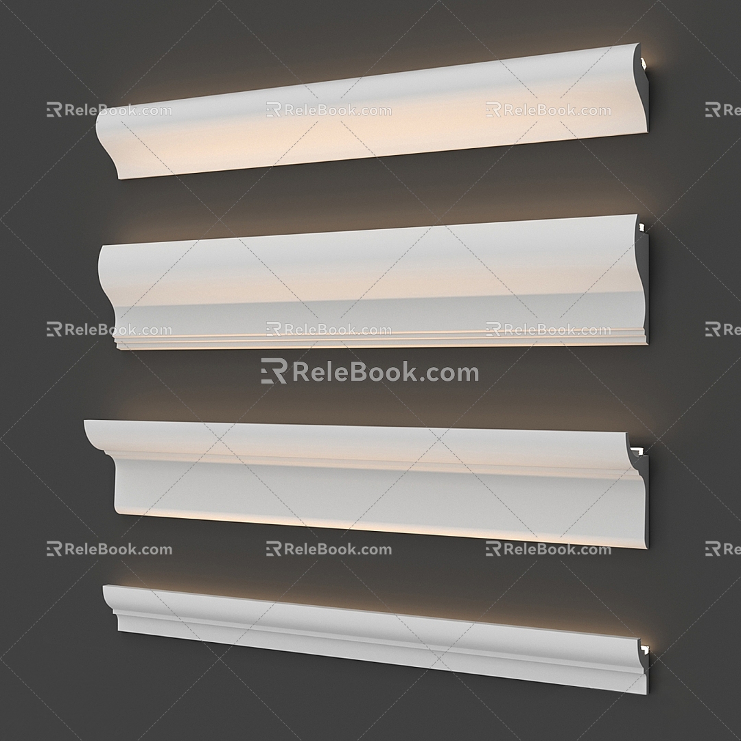 Cream wind plaster light strip line hidden light strip line plaster line 3d model