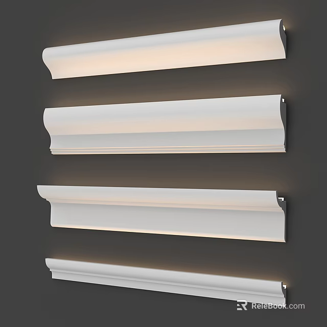 Stylish White Plaster Molding Styles For Interior Wall Decoration And Design 3d model 