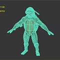 Detailed 3D Model of Ninja Turtle With Blue Headband And Orange Shell