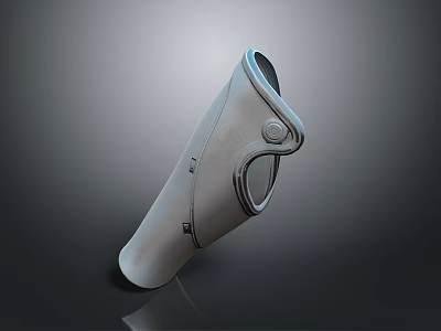 3D Rendered Metal Curved Mechanical Component With Holes And Connection Points 3d model