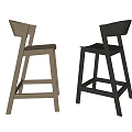 Modern Wooden Bar Stools With Light And Dark Finish And Backrest Design