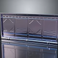 Modern Sleek Metal Gate With Paneled Geometric Design And Shiny Blue Finish
