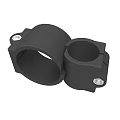 Black Double Cylindrical Pipe Clamp Fixture With Metal Screw Mounts