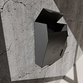 Public Wall Mounted Gray Mailbox With Envelope Logo Secure Lock On Concrete Cracked Wall