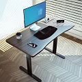 Ergonomic computer desk desk keyboard monitor lifting desk iPhone 15 pro electronic alarm clock 3d model