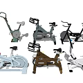 Different Types of Sports Equipment Including Stationary Bikes and Elliptical Trainers