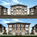 New Chinese Style Double Villa 3d model
