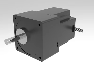 High Precision Industrial Servo Motor With Black Square Housing Protruding Shaft And Mounting Holes 3d model
