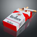 Marlboro Medium Cigarette Pack Open With Cigarettes Inside And Filter Tips