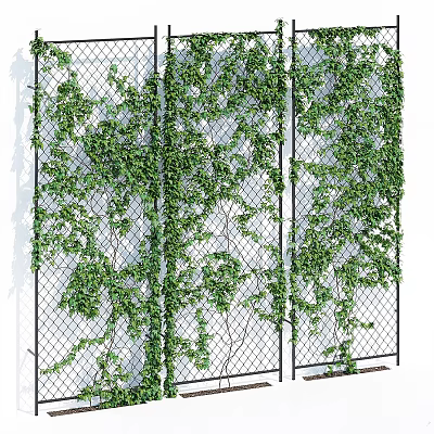 Lush Green Vines Climbing On Metal Mesh Fence For Outdoor Garden Decoration 3d model