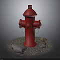 Red Fire Hydrant Outdoor Setting With Stones And Gravel On Ground