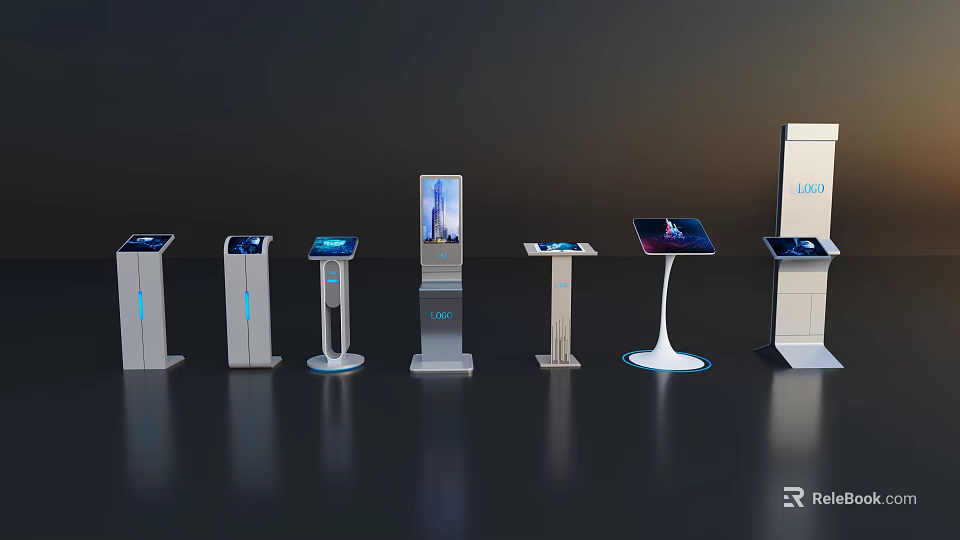 Modern Public Facilities Self Service Kiosks With Interactive Touchscreens And Sleek Design 3d model 