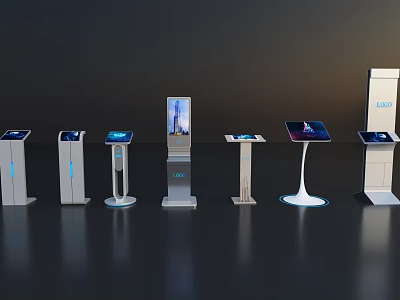 Modern Public Facilities Self Service Kiosks With Interactive Touchscreens And Sleek Design 3d model