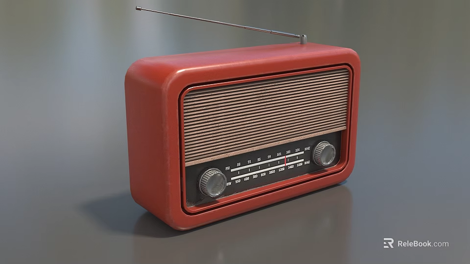 Red Retro Vintage Radio With Antenna Dial And Knobs For Daily Electrical Appliance Use 3d model 