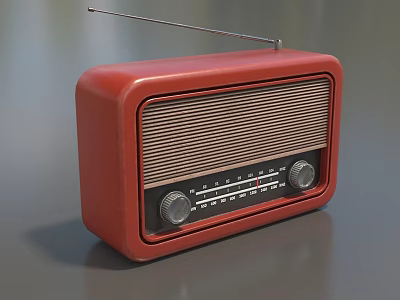 Red Retro Vintage Radio With Antenna Dial And Knobs For Daily Electrical Appliance Use 3d model