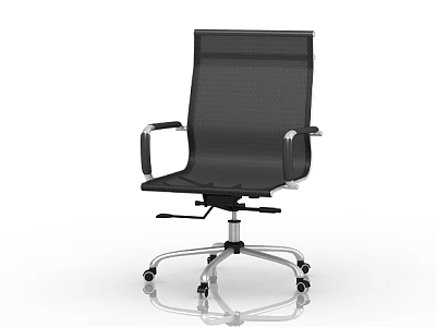 Black Office Chair With Mesh Backrest Metal Armrests And Wheeled Base 3d model