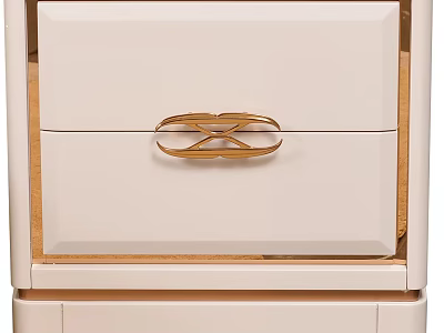 Modern Home Storage Locker Cabinet White With Gold Decorative Handle Sleek Design 3d model