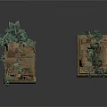 Ancient Stone Pillars Decorative Scene Components With Climbing Vines And Weathered Texture