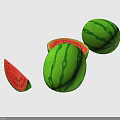 Fresh Whole And Sliced Watermelon With Juicy Red Flesh And Black Seeds
