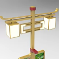Traditional Style Outdoor Light With Wooden Structure Lanterns And Decorative Painting
