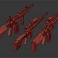 Three Modern Tactical Rifles With Scope Attachments And Military Design