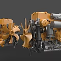 Industrial Equipment Yellow Diesel Engines With Fan Blades And Mechanical Components