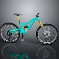 Teal Bicycle Modern Design With Yellow Fork Black Tires And White Accents