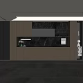 Modern Elegant Wine Cabinet Design With Gray Marble Countertop And LED Light Strips