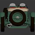 Vintage Teal Convertible Car With White Seat Cover And Red Interior Seats