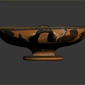 Carved Ancient Ceramic Bowl With Decorative Handles And Intricate Patterns