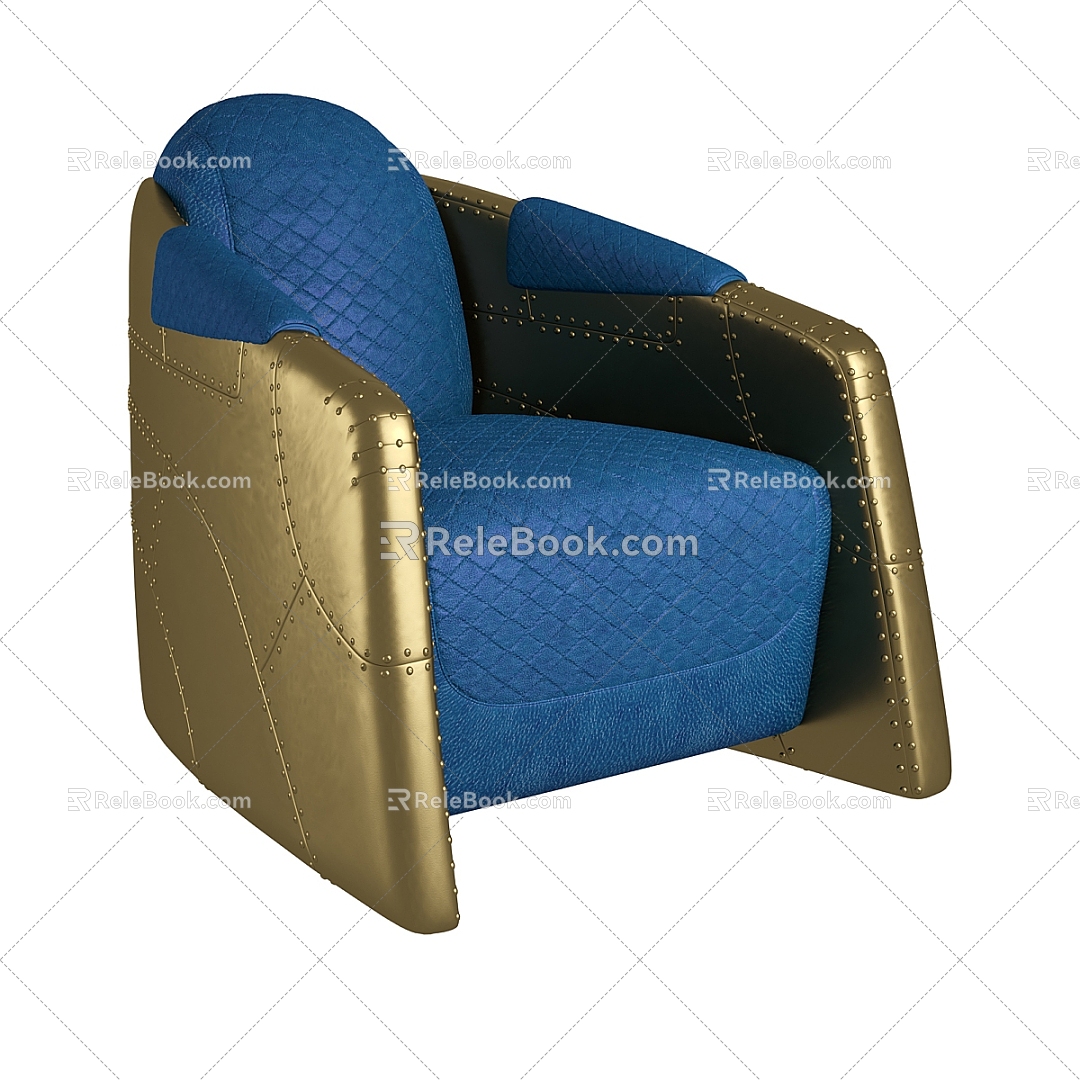 Nordic Minimalist Industrial Single Casual Sofa Single Casual Sofa Blue Sofa Light Luxury Sofa 3d model