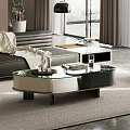 Modern Glass Top Coffee Table With Magazine Tray And Vase In Stylish Living Room
