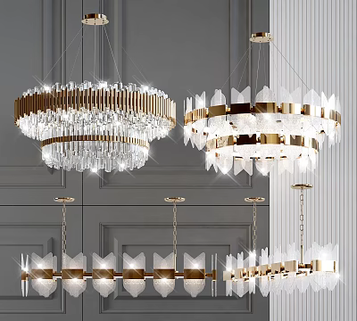 Modern Luxury Crystal Chandelier With Gold Frame And Hanging Crystal Pendants 3d model