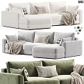 Modern Minimalist Fabric Double Seater Sofa With Soft Pillows Throw Blankets And Various Color Choices