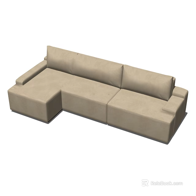 Modern Beige L shaped Sectional Sofa For Comfortable Living Room Seating 3d model