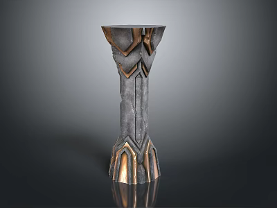 Modern Metallic Decorative Column With Geometric Patterns And Copper Accents 3d model
